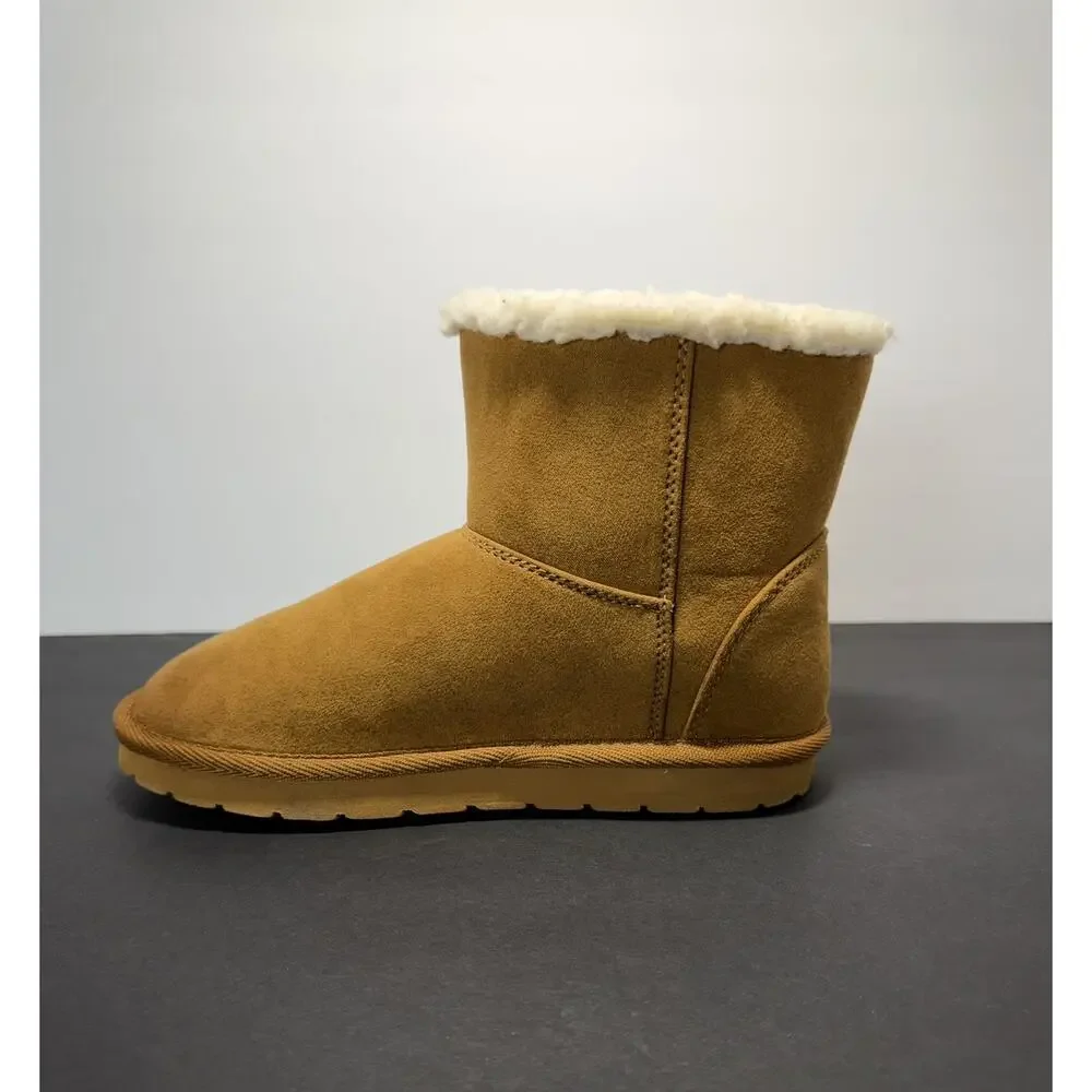 Gap Brown Suede Slip-On Ankle Bootie girls Shoes Faux Fur Lined Size 2